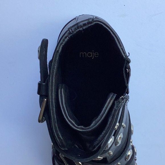 Maje Black Leather Biker Boots with Metal Accents - size eu 36 -made in Portugal - Picture 5 of 6